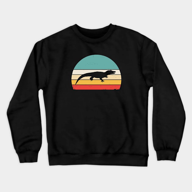 Young Crocodile Retro Sun Zookeeper Love Crewneck Sweatshirt by BlueTodyArt